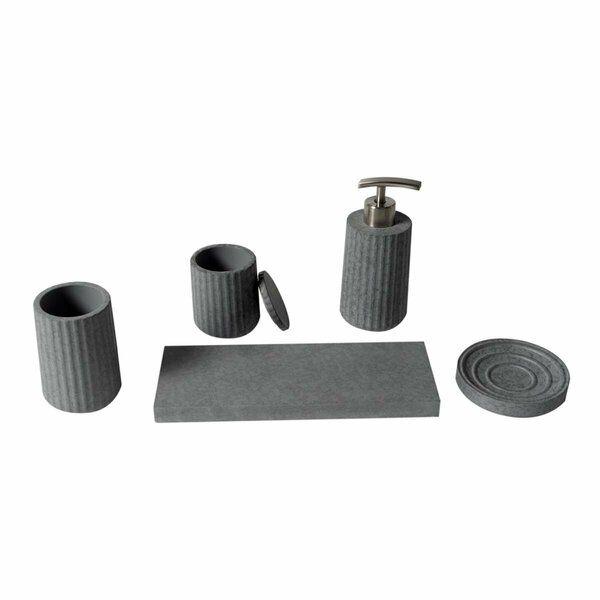 Made-To-Order 5 Piece Solid Concrete Gray Matte Bathroom Accessory Set MA2752236